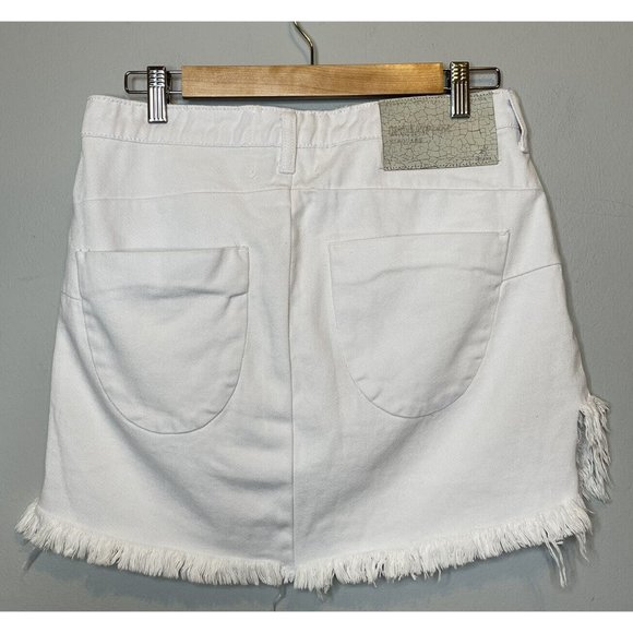 One Teaspoon Skirt 26 White Denim Frayed Distressed Mini Short small festival - Picture 2 of 6